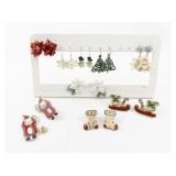 Collection of Christmas Holiday Earrings and Festive Pins