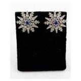 Christopher Radko Snowflake Earrings with Blue Center Stone
