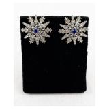 Christopher Radko Snowflake Earrings with Blue Center Stone