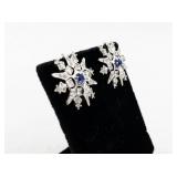Christopher Radko Snowflake Earrings with Blue Center Stone