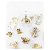Collection of 10 Angel Themed Pins and Brooches Assorted Metals