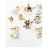 Collection of 10 Angel Themed Pins and Brooches Assorted Metals