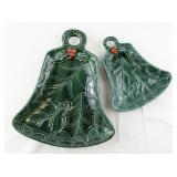 Eldon USA Ceramic Christmas Bell-Shaped Dishes, Set of 2