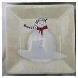 Set of 4 Oneida Snowmates Square Dessert Plates with Snowman Design