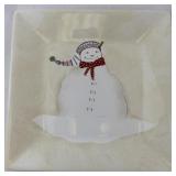 Set of 4 Oneida Snowmates Square Dessert Plates with Snowman Design