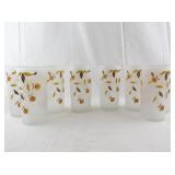Set of 8 Vintage Jewel T Frosted Glasses with Autumn Floral Design