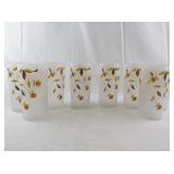 Set of 8 Vintage Jewel T Frosted Glasses with Autumn Floral Design