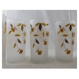 Set of 8 Vintage Jewel T Frosted Glasses with Autumn Floral Design