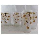 Set of 8 Vintage Jewel T Frosted Glasses with Autumn Floral Design