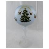 Hand-Painted Polish Blown Glass Christmas Ornament with Stand