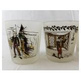 Set of 4 Frosted Glasses with Charles Dickens Character Illustrations