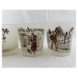 Set of 4 Frosted Glasses with Charles Dickens Character Illustrations
