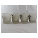 Set of 4 Frosted Glasses with Charles Dickens Character Illustrations