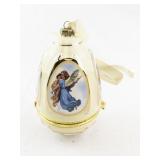Mr. Christmas Porcelain Egg Ornament with Angels and Music Box