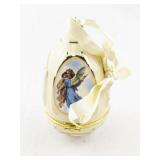 Mr. Christmas Porcelain Egg Ornament with Angels and Music Box