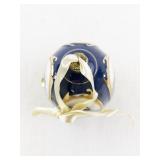Mr. Christmas Blue Porcelain Hinged Egg Ornament with Church Scene