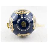 Mr. Christmas Blue Porcelain Hinged Egg Ornament with Church Scene