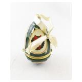 Mr. Christmas Porcelain Hinged Egg Ornament with Wreath Design and Ribbon