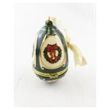 Mr. Christmas Porcelain Hinged Egg Ornament with Wreath Design and Ribbon