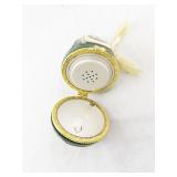 Mr. Christmas Porcelain Hinged Egg Ornament with Wreath Design and Ribbon