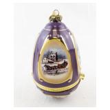 Mr. Christmas Hinged Egg Music Box Ornament with Winter Scene