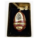Mr. Christmas Hinged Egg Ornament with Tree and Presents Design
