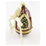 Mr. Christmas Hinged Egg Ornament with Tree and Presents Design