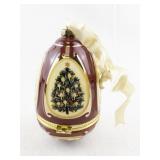 Mr. Christmas Hinged Egg Ornament with Tree and Presents Design