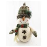 Plush Snowman Decor with Scarf and Plaid Hat
