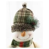 Plush Snowman Decor with Scarf and Plaid Hat