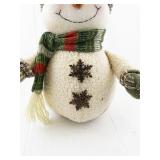 Plush Snowman Decor with Scarf and Plaid Hat