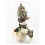 Plush Snowman Decor with Scarf and Plaid Hat