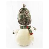 Plush Snowman Decor with Scarf and Plaid Hat