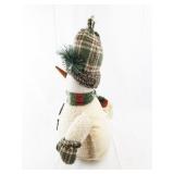 Plush Snowman Decor with Scarf and Plaid Hat