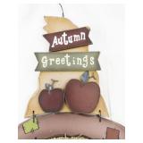 Metal and Straw Autumn Greetings Scarecrow Wall Decor