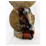 Wood Snowman Decoration with Scarf and Bark Hat