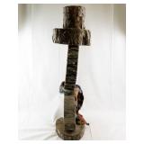 Wood Snowman Decoration with Scarf and Bark Hat
