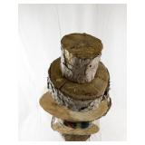 Wood Snowman Decoration with Scarf and Bark Hat