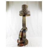 Wood Snowman Decoration with Scarf and Bark Hat