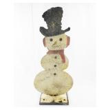 Vintage Metal Snowman Holiday Decor with Top Hat and Scarf