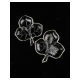 Set of 2 Hazel Atlas Clear Glass Ivy Leaf Dishes