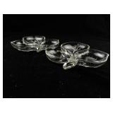 Set of 2 Hazel Atlas Clear Glass Ivy Leaf Dishes