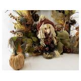 Fall Decor Collection with Scarecrows, Wreath, Pumpkins, and Rustic Basket