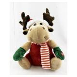 Animated Holiday Moose Plush with Santa Hat and Scarf -Working
