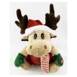 Animated Holiday Moose Plush with Santa Hat and Scarf -Working