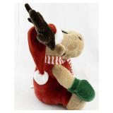 Animated Holiday Moose Plush with Santa Hat and Scarf -Working