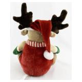 Animated Holiday Moose Plush with Santa Hat and Scarf -Working