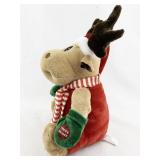 Animated Holiday Moose Plush with Santa Hat and Scarf -Working
