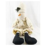 Plush Fabric Snowman Doll with Winter Outfit and Black Boots