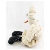 Plush Fabric Snowman Doll with Winter Outfit and Black Boots
